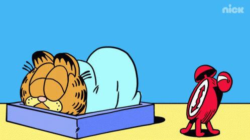 Gif named garfield smashing alarm clock