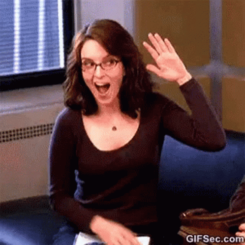 Gif named Liz Lemon self high five